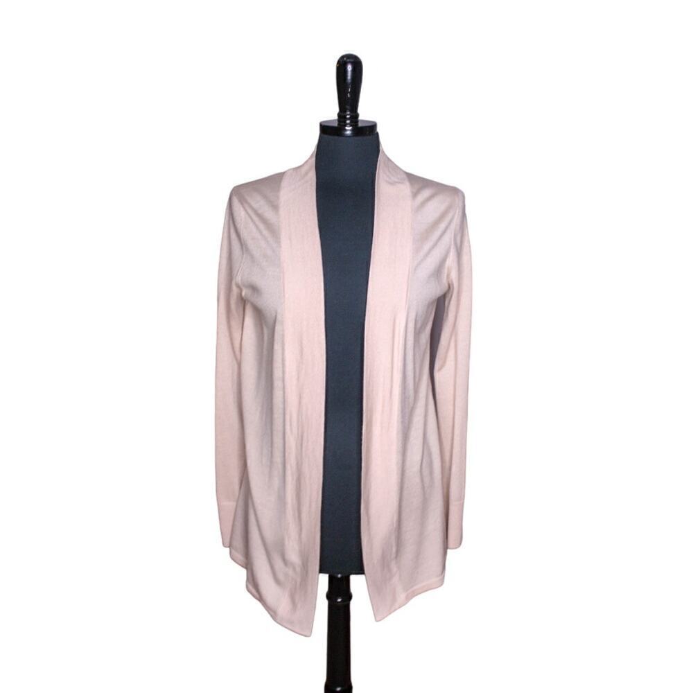 Talbots Merino Wool Cardigan Sweater Open Front Lightweight Peach S